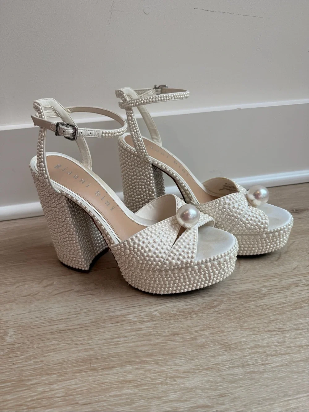 Gianni Bini Pearl Embellished Platform Sandals